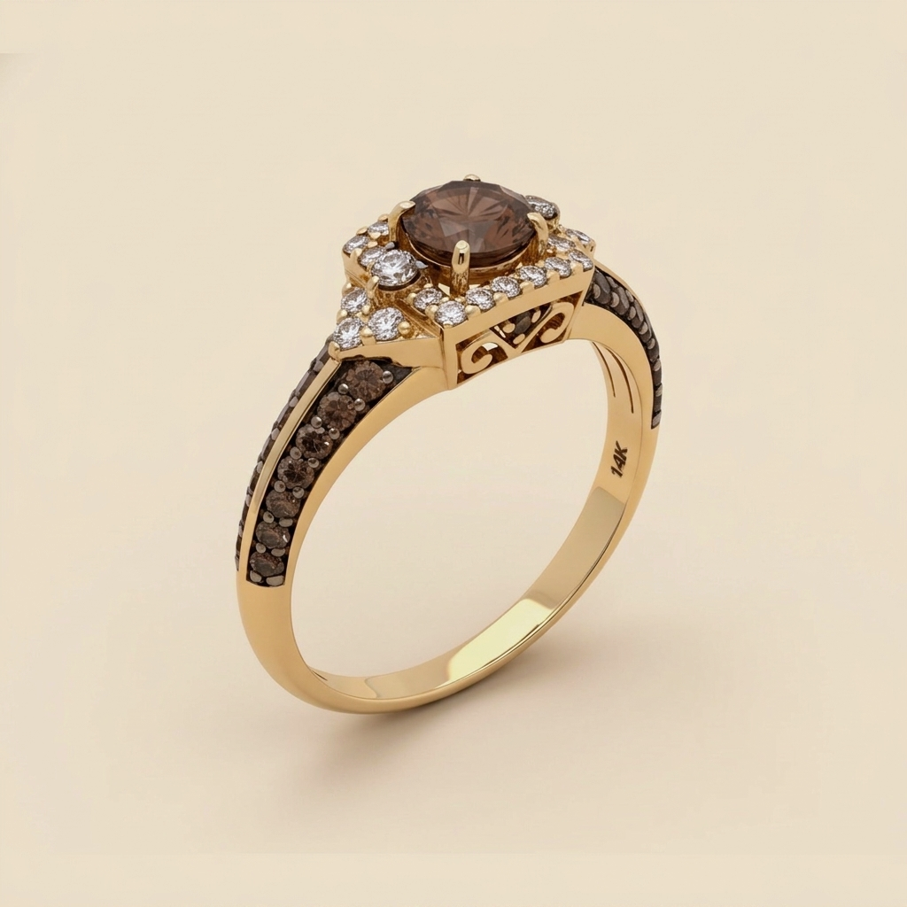 14k LeVian Yellow Gold Engagement Ring - alternate view