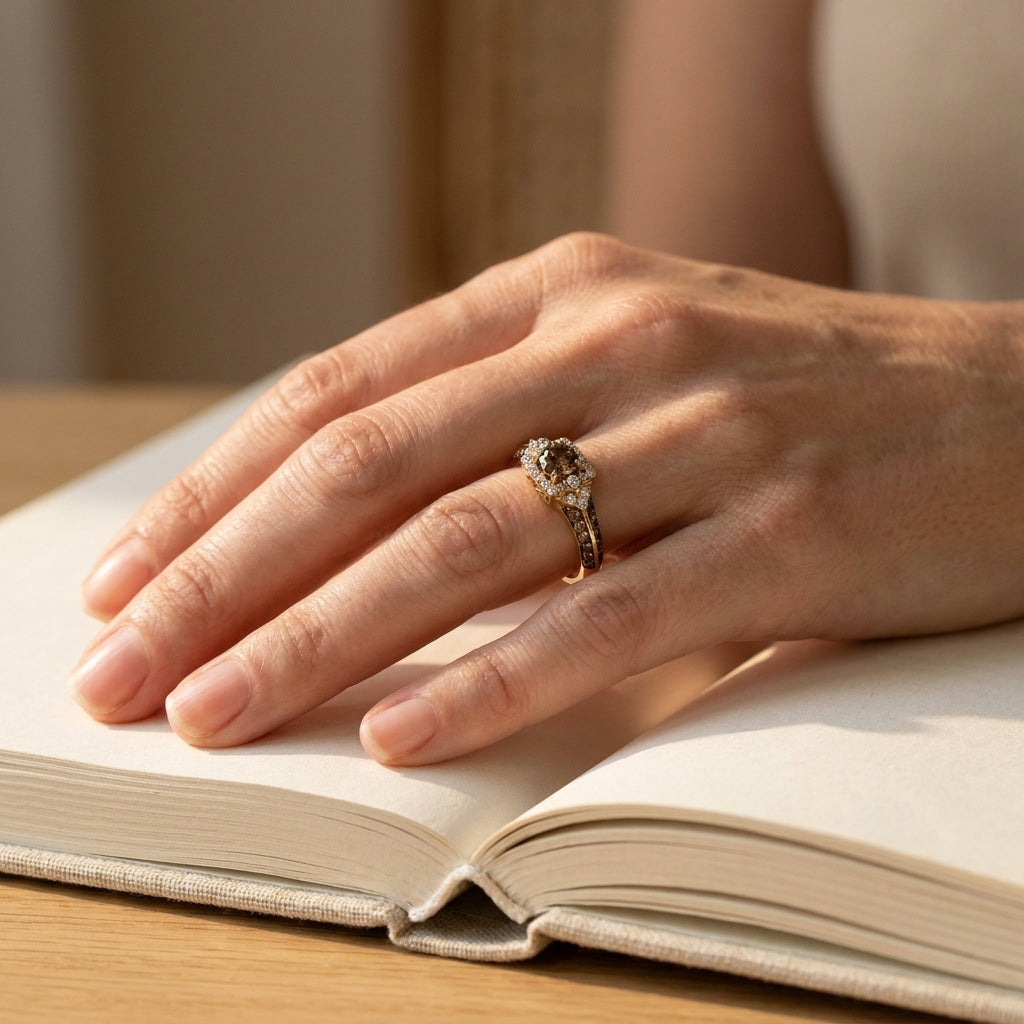 14k LeVian Yellow Gold Engagement Ring - editorial