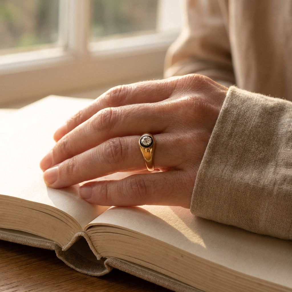 14k Yellow Gold Diamond Solitaire Ring - editorial