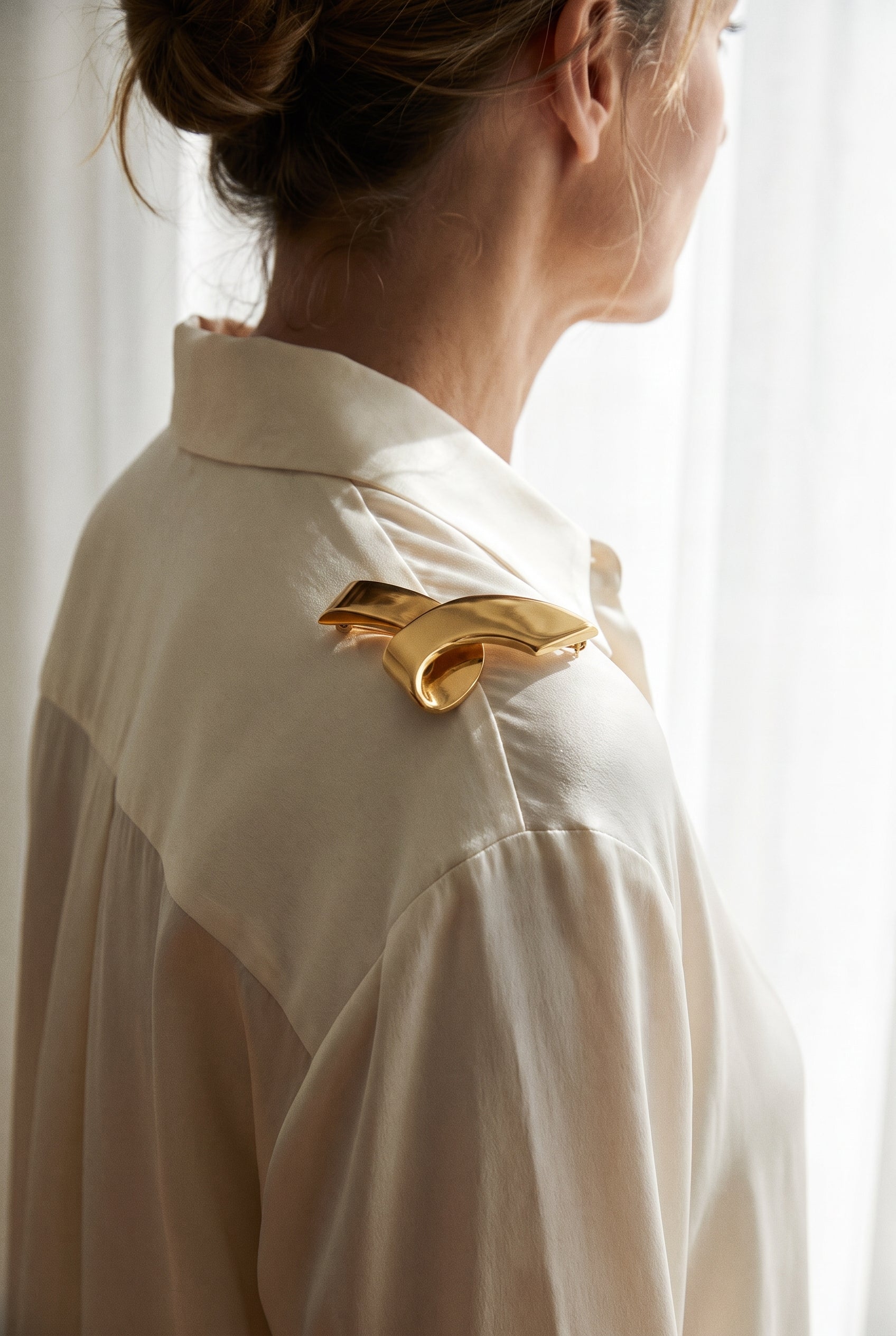 Paloma Picasso For Tiffany & Co. Ribbon Pin/Brooch — shown worn, second view