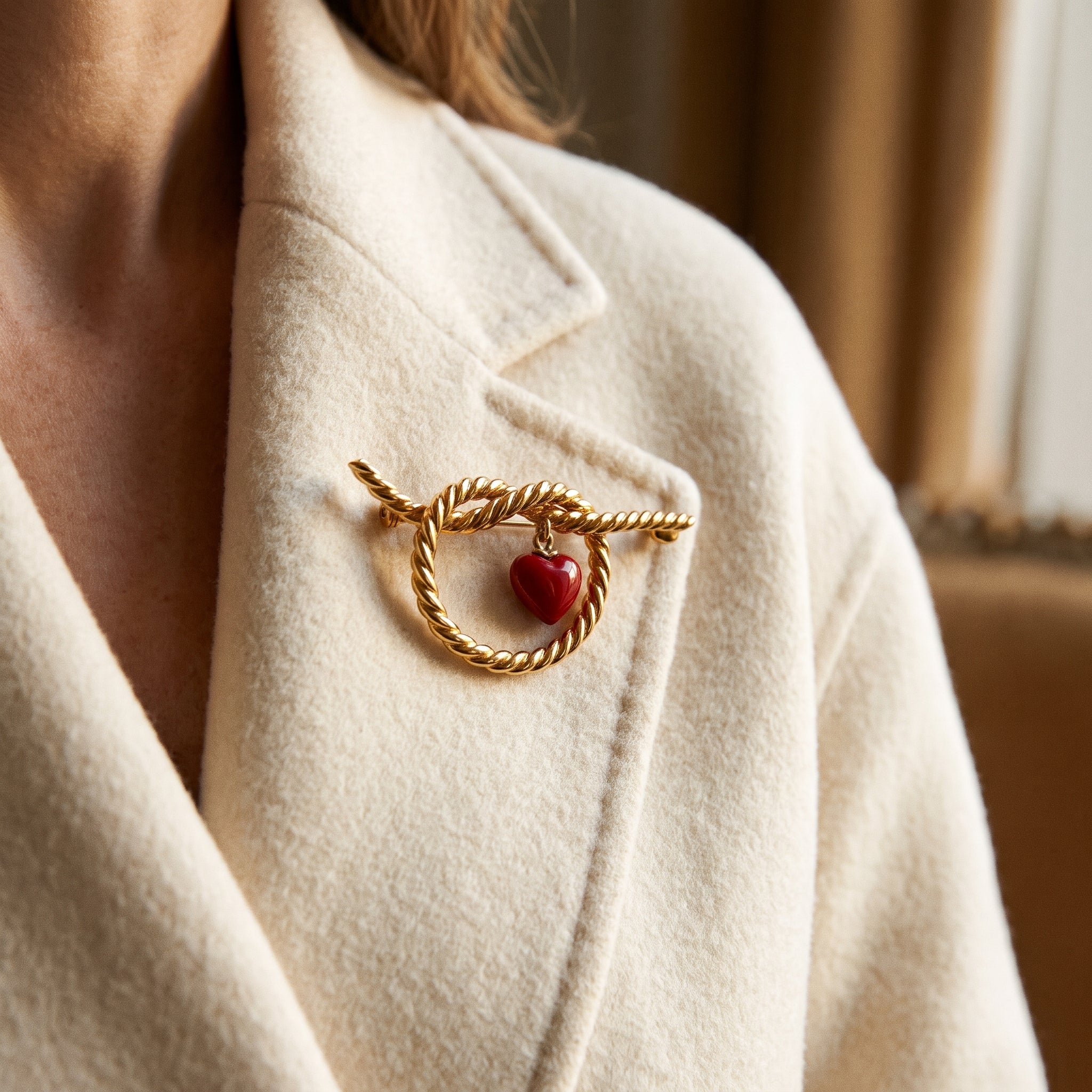 Tiffany & Co. Braided Love Knot & Dangling Coral — shown worn