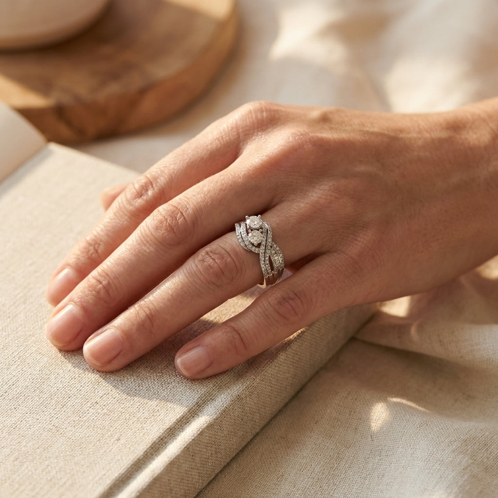 White Gold Diamond Engagement Ring - editorial