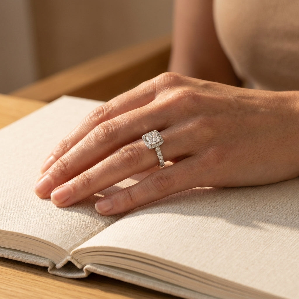 White Gold Diamond Engagement Ring - editorial