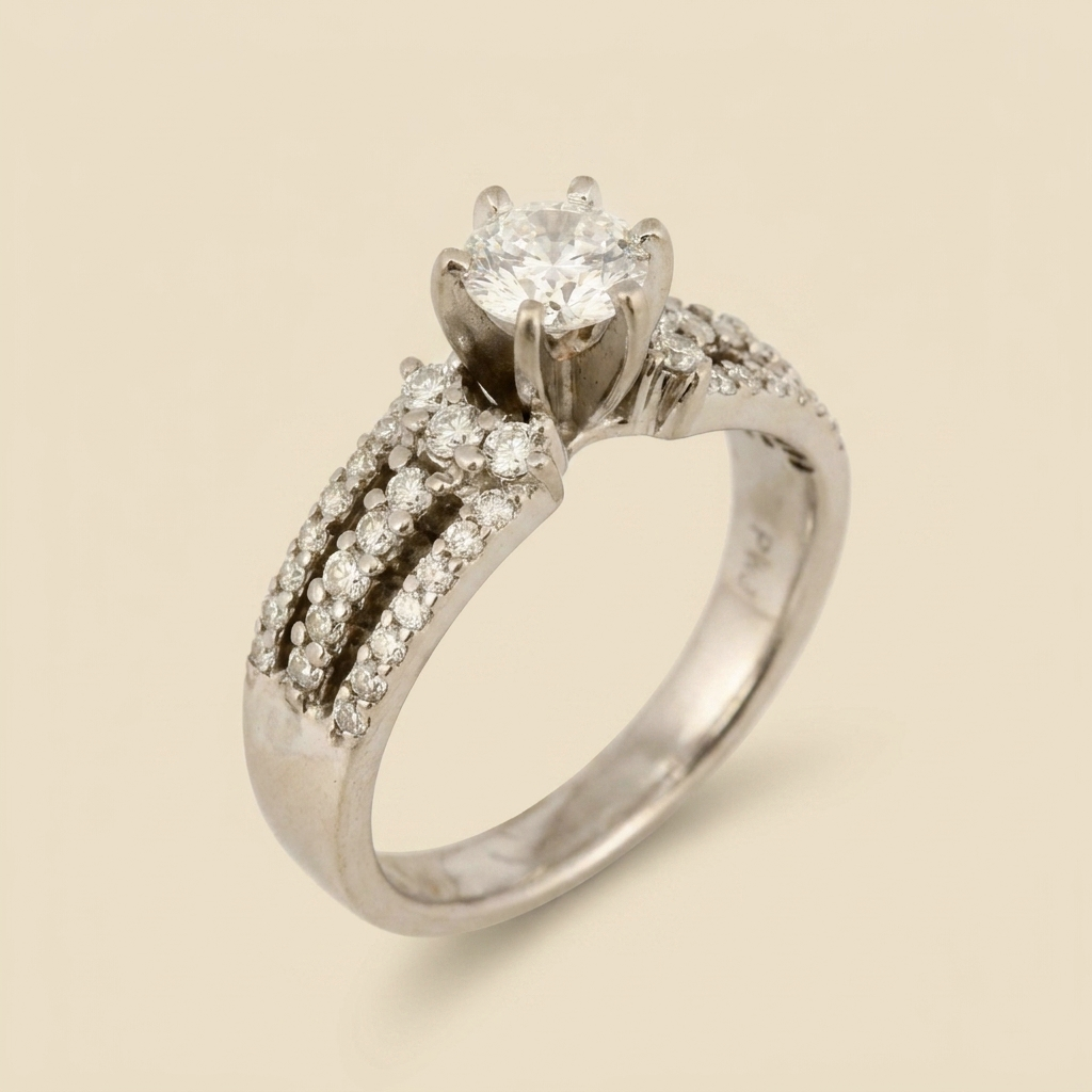 White Gold Diamond Engagement Ring - alternate view