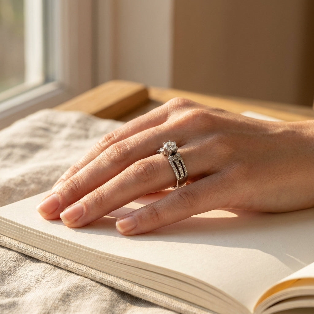 White Gold Diamond Engagement Ring - editorial