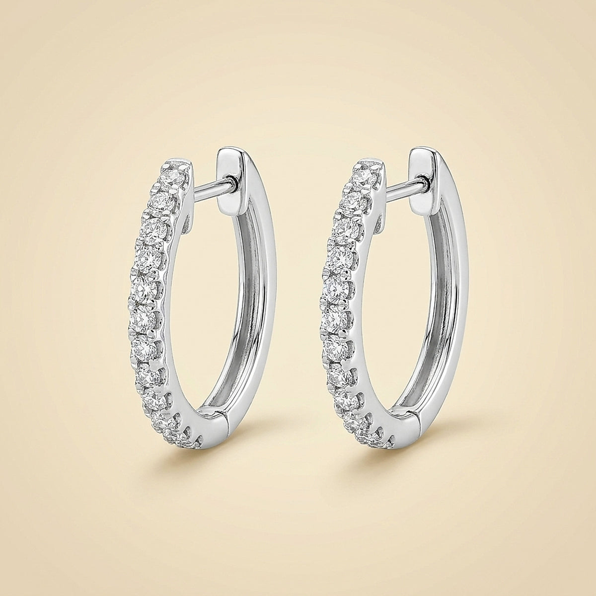 18k White Gold Diamond "U" Hoop Earrings