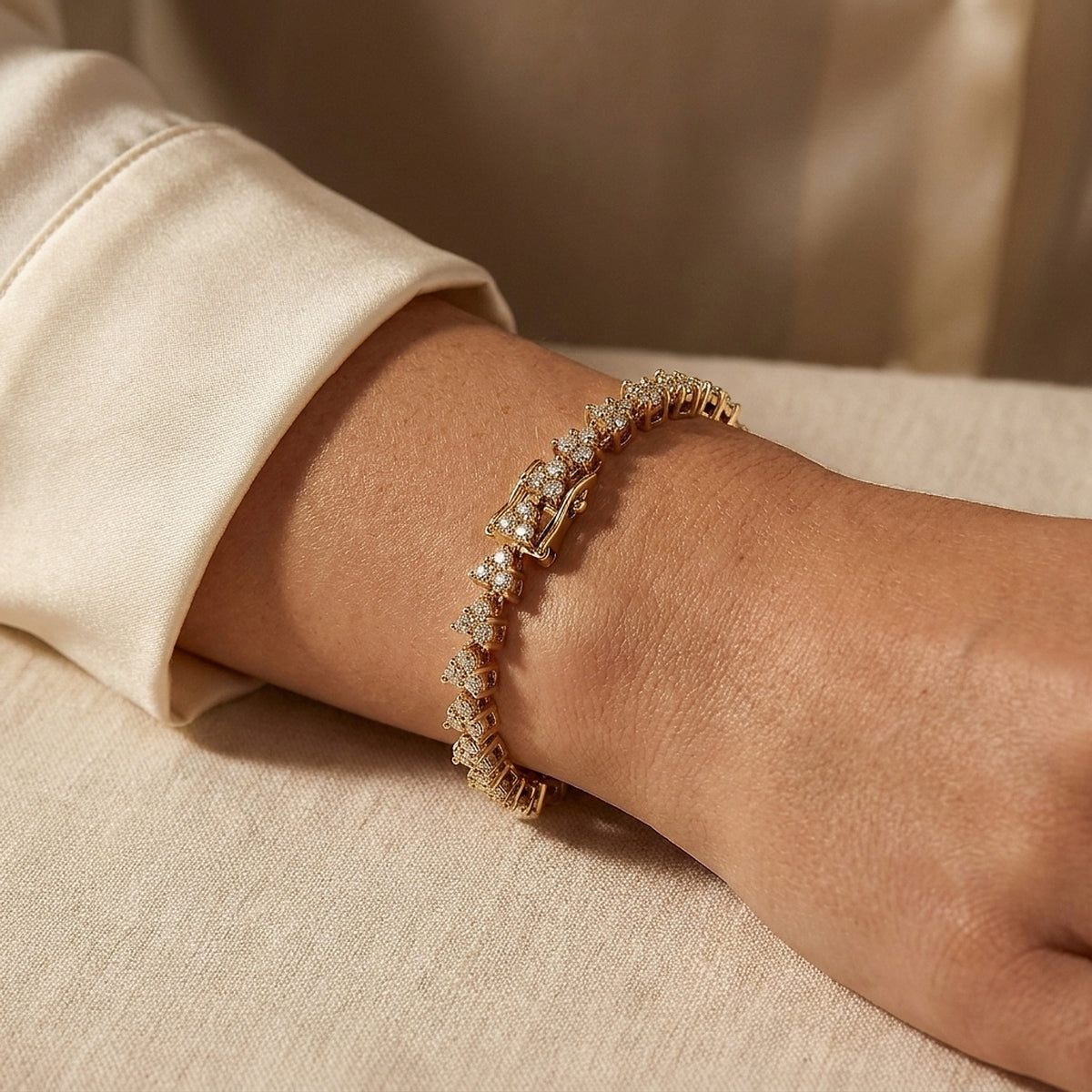 Yellow Gold Diamond Chevron Link Bracelet