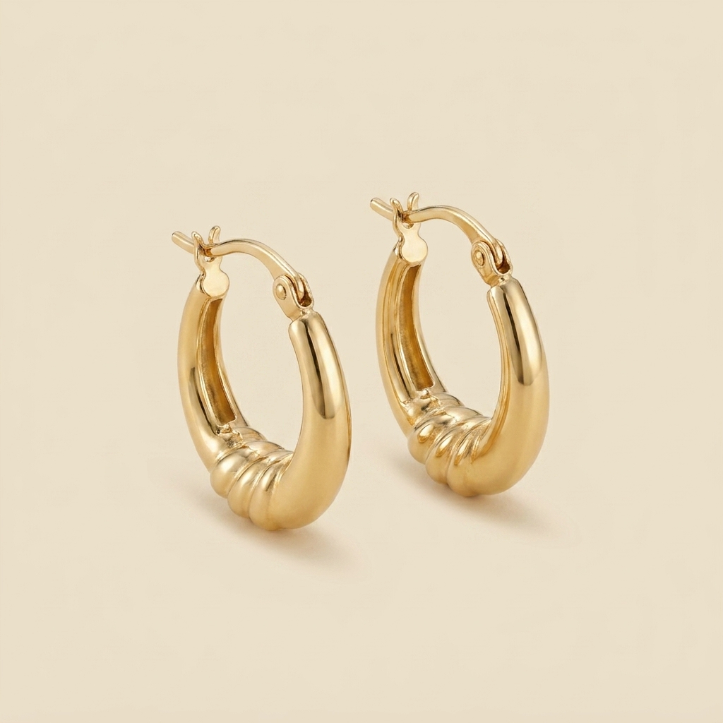 18k Yellow Gold Doorknocker Hoop Earrings