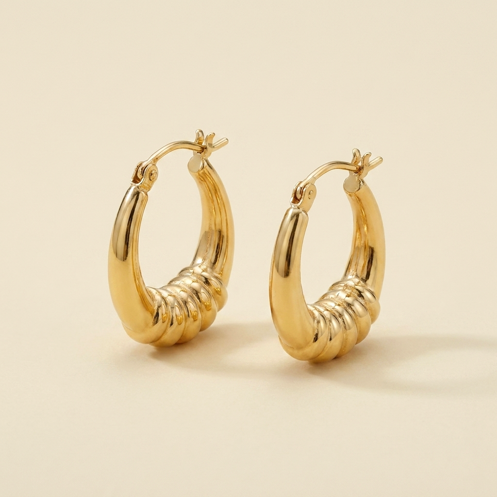 18k Yellow Gold Doorknocker Earrings - alternate view