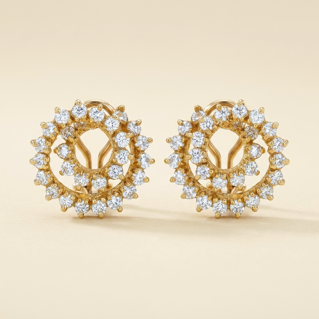 18k Yellow Gold Diamond Spiral Earrings - hero