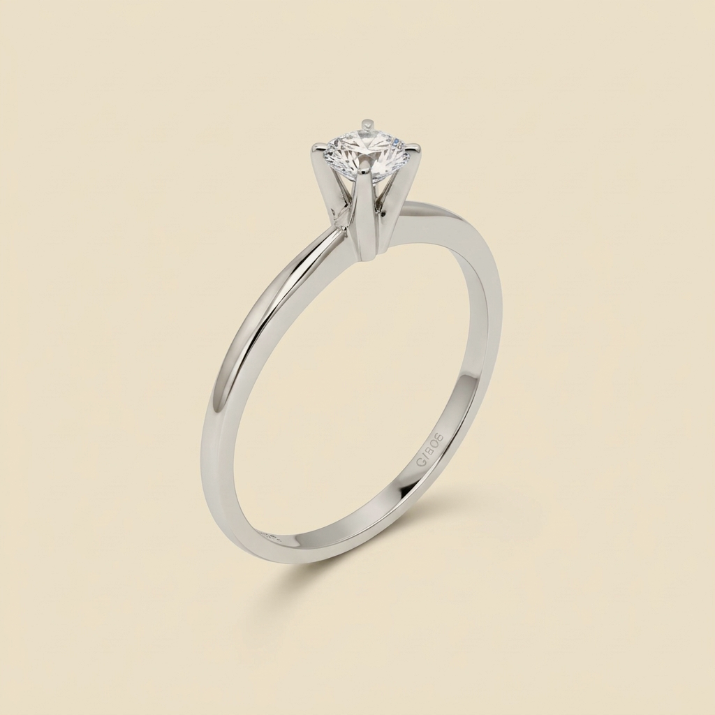 White Gold Diamond Solitaire Engagement Ring - alternate view