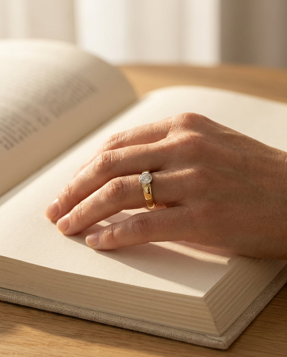 Yellow Gold Diamond Solitaire Engagement Ring - editorial