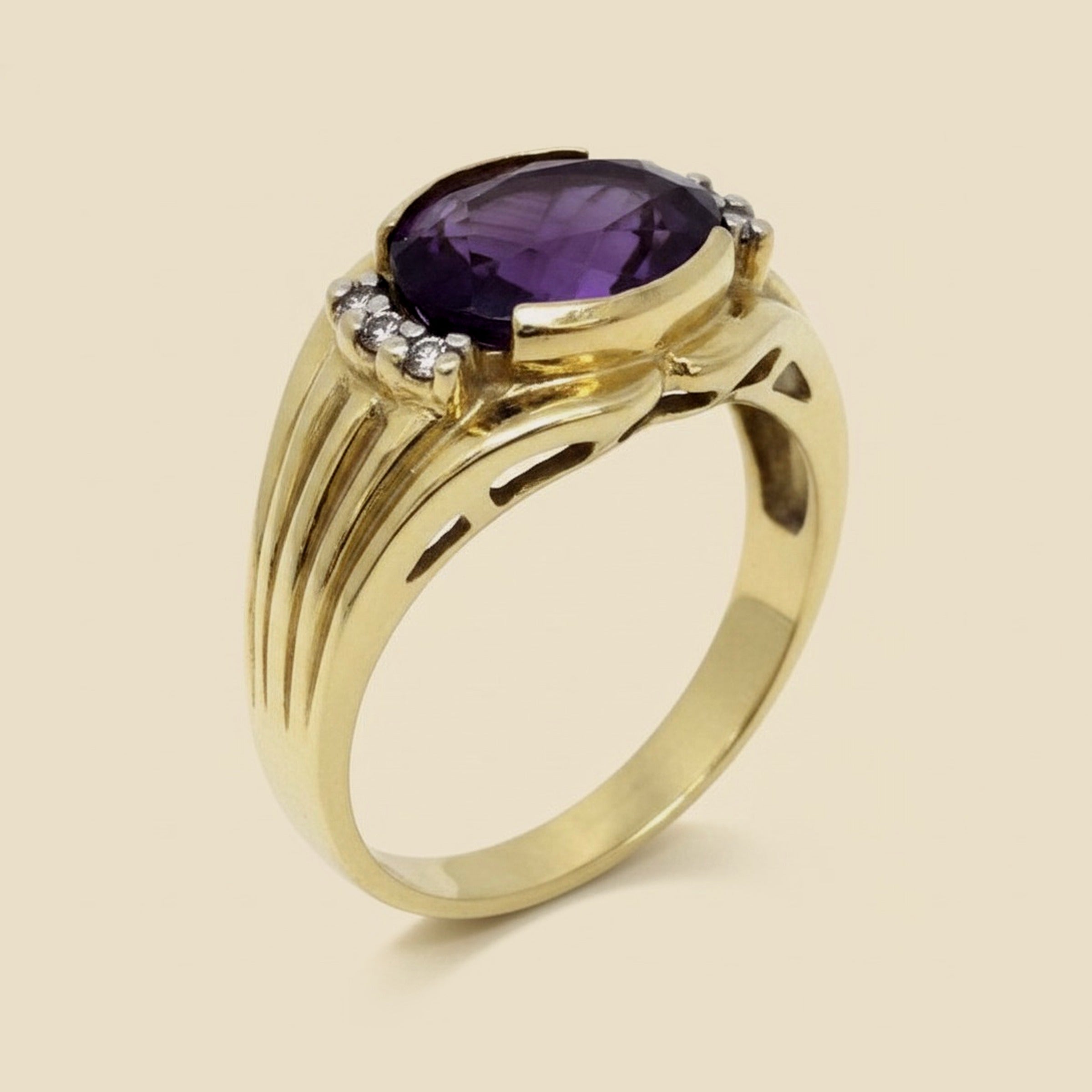 14K Amethyst & Diamond Cocktail Ring – Empire Diamond