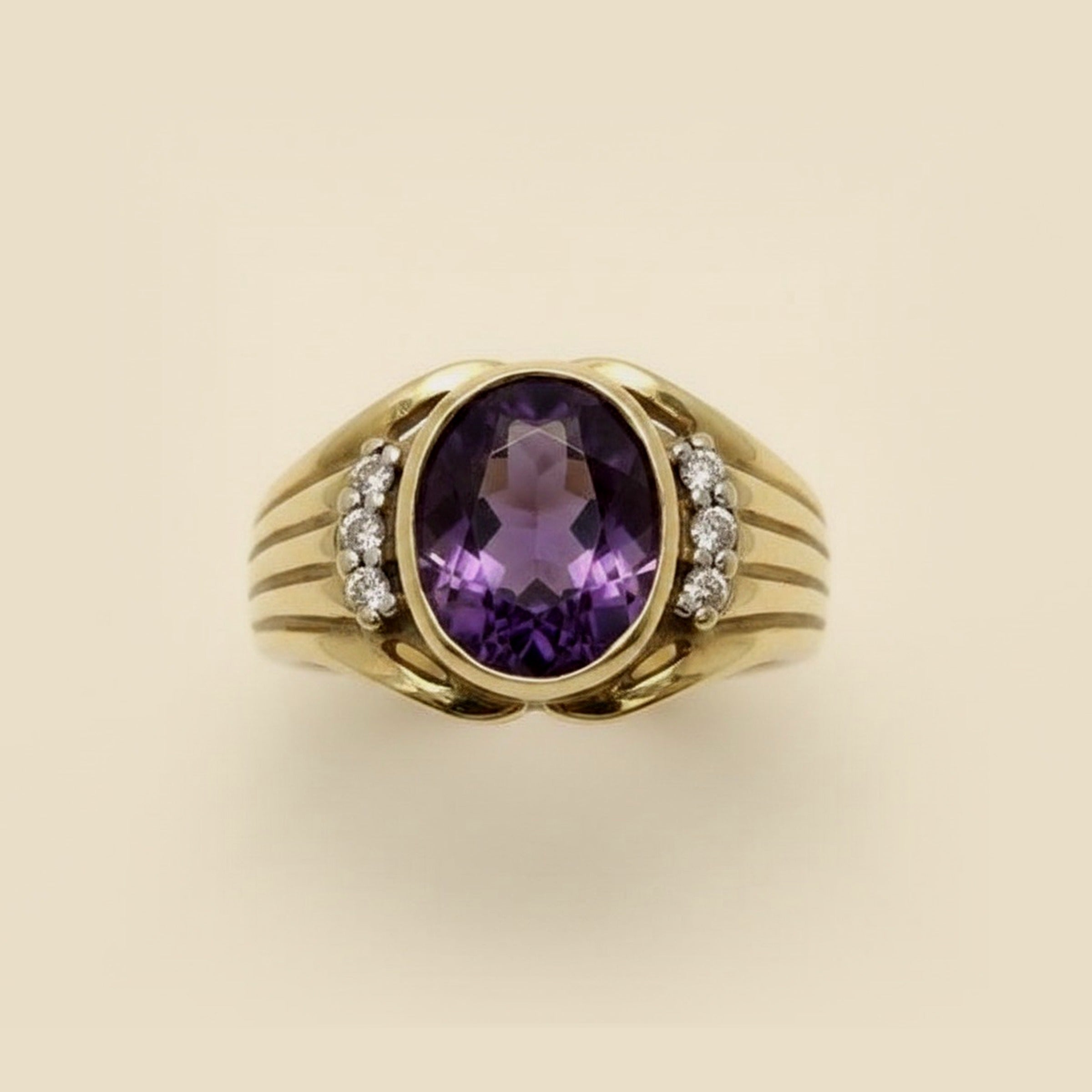 14K Amethyst & Diamond Cocktail Ring – Empire Diamond – view 2