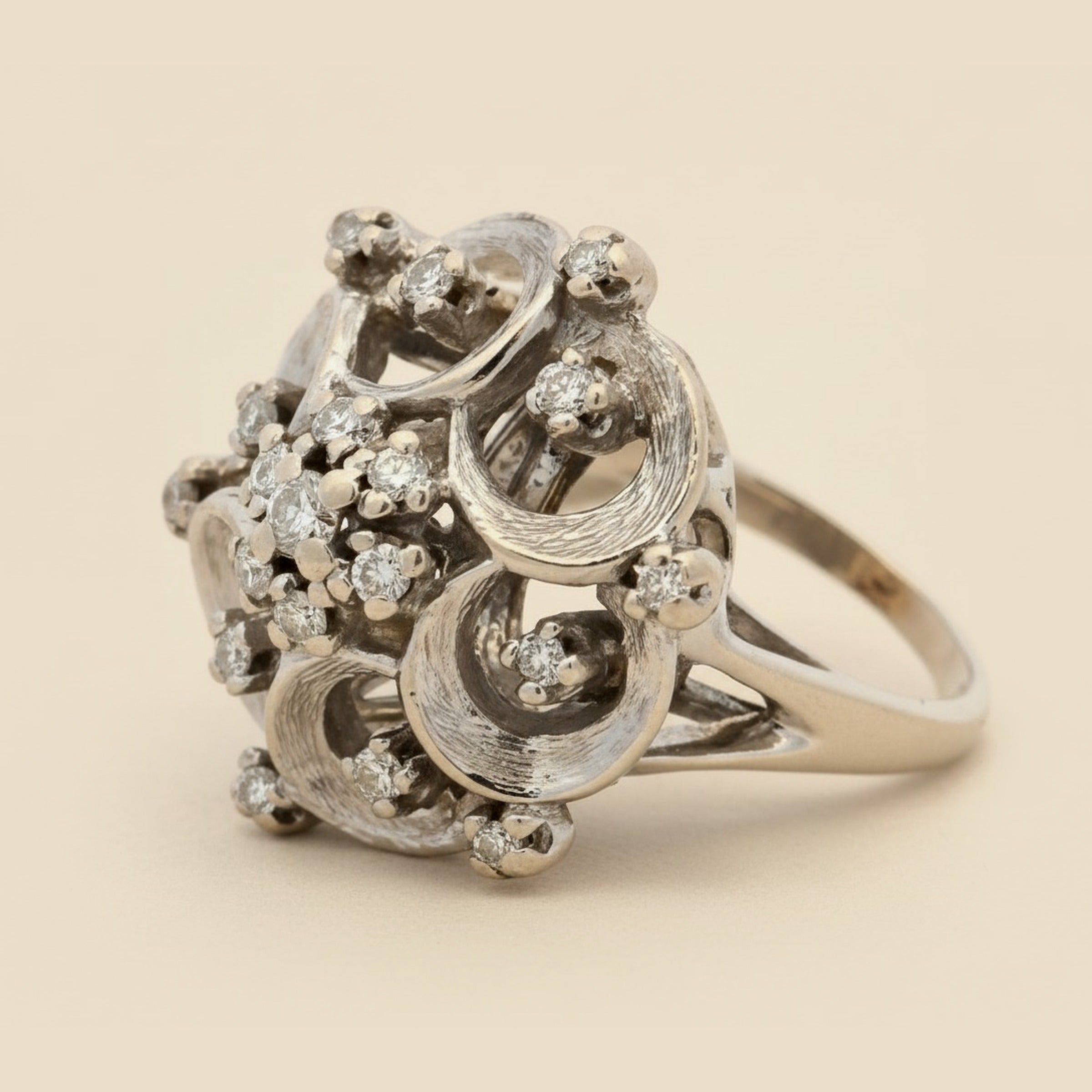14K Free Form Diamond Cocktail Ring – Empire Diamond