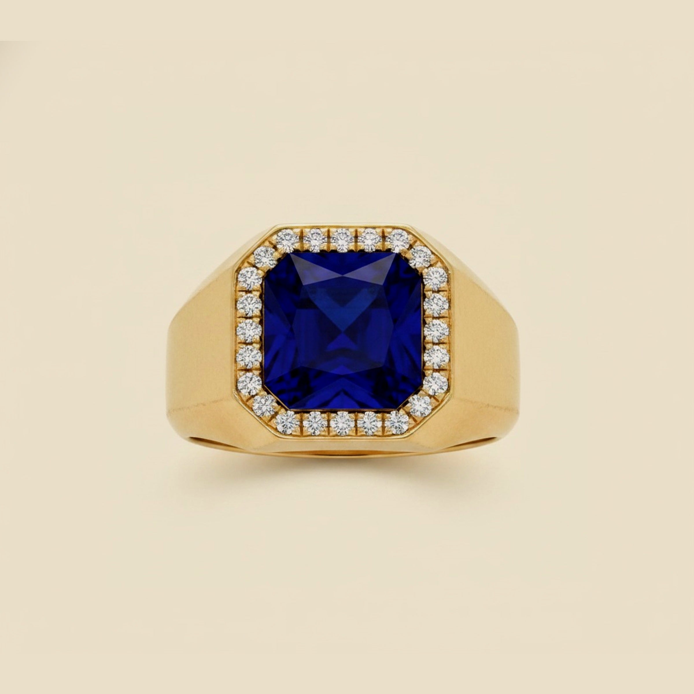 14k Yellow Gold Lapis & Diamond Ring