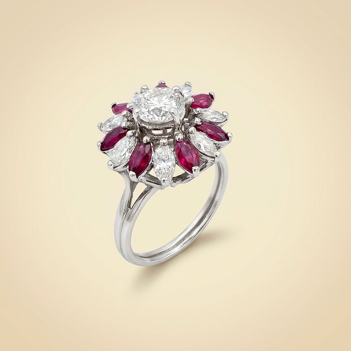 14K Diamond & Ruby Cocktail Ring