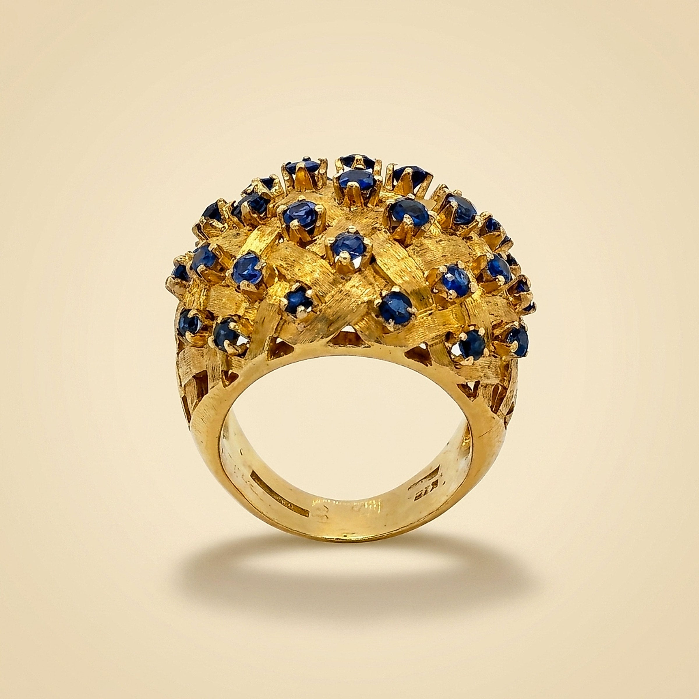 Tiffany 18K Basketweave & Sapphire Ring