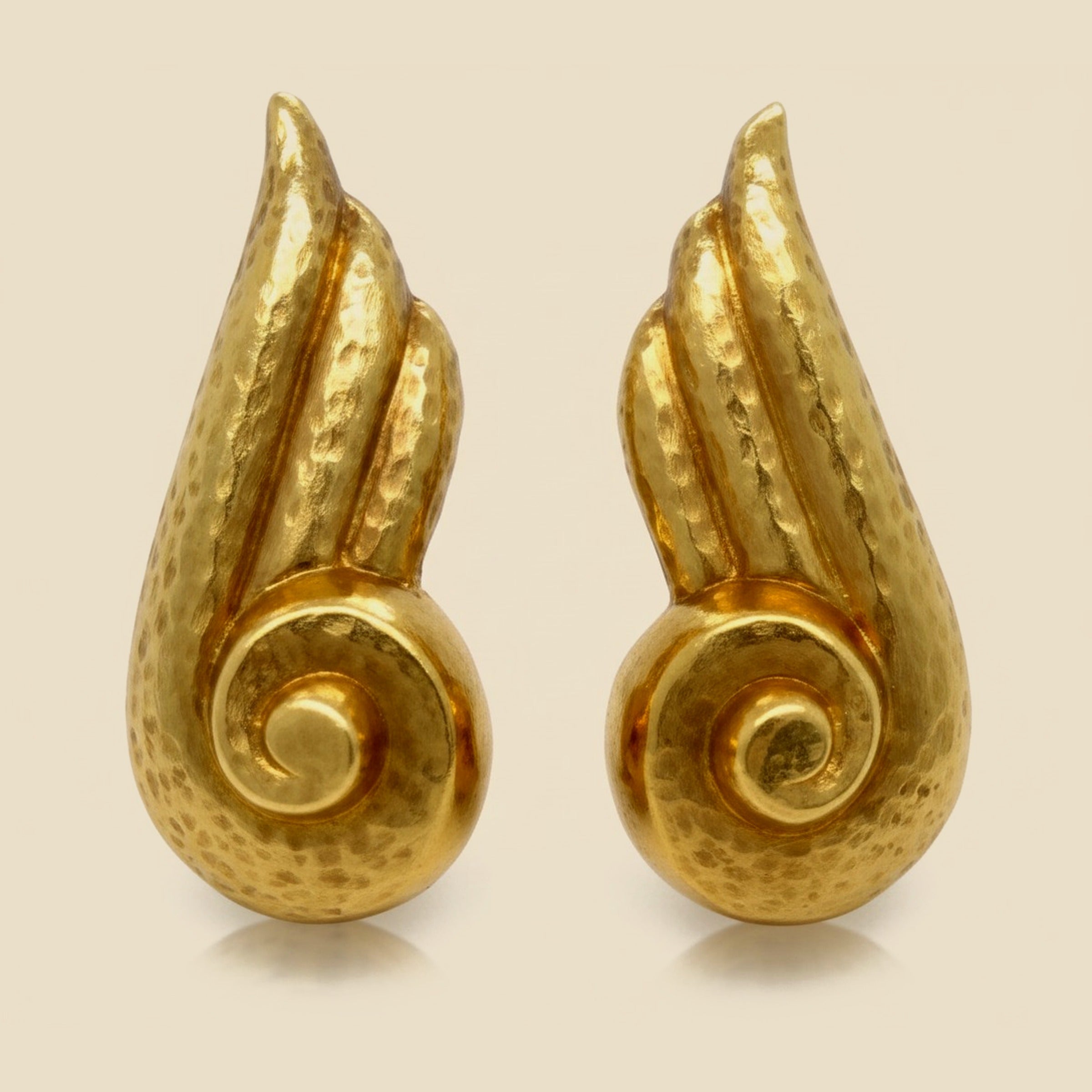 18K Matte Finish Hand Hammered Scroll Winged Ear Clips – Empire Diamond