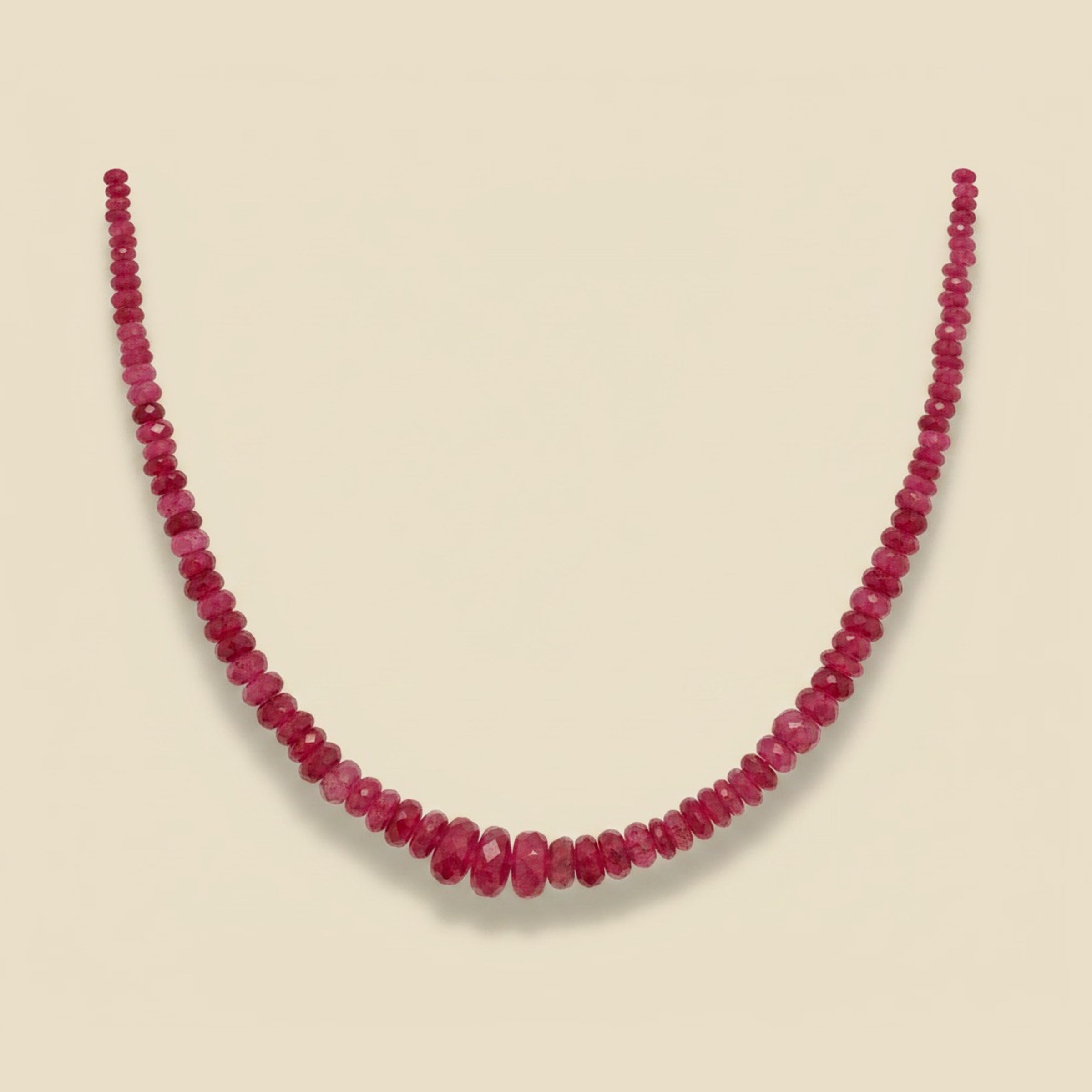 18k Natural Ruby Bead Necklace