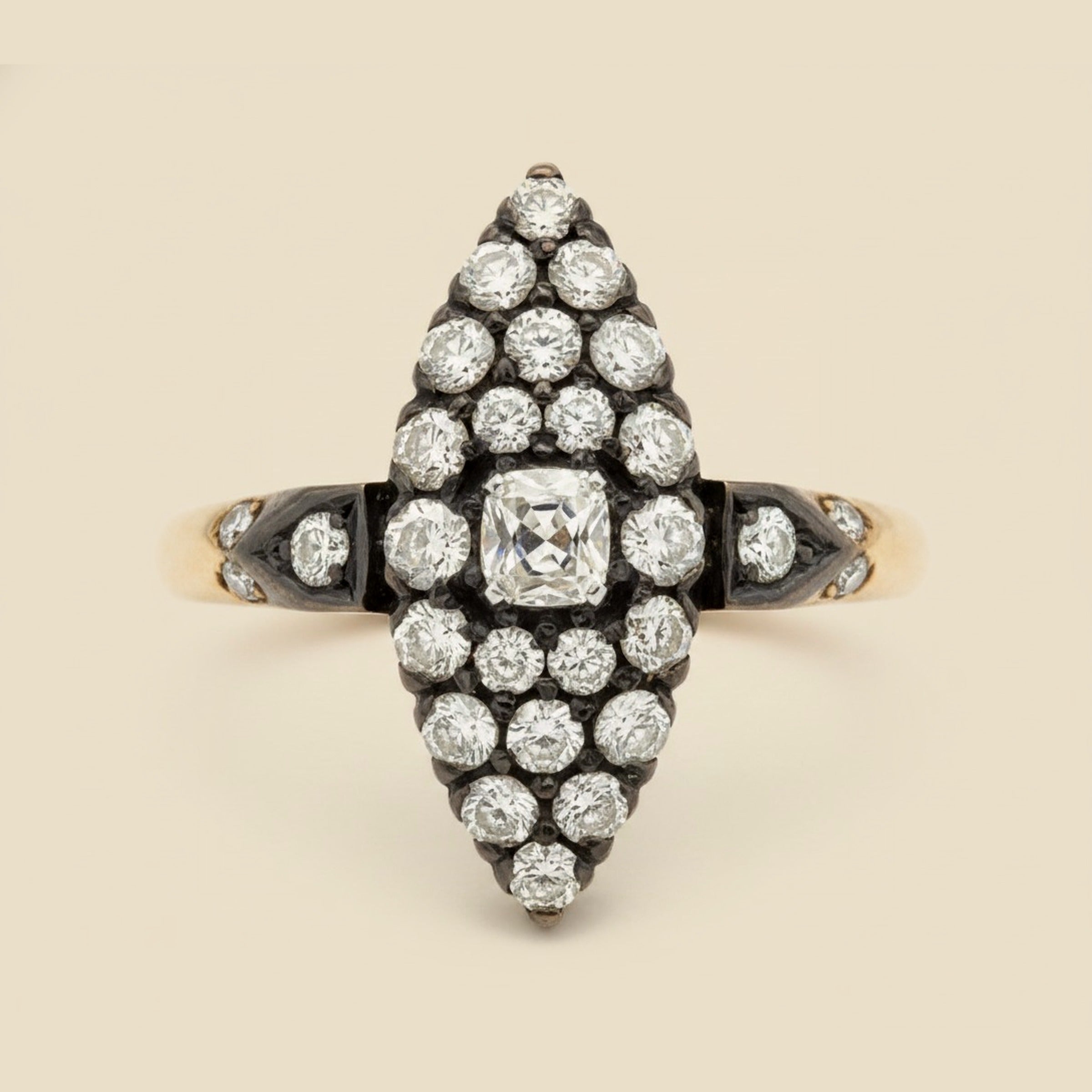18K Rose Gold Victorian Diamond Dinner Ring