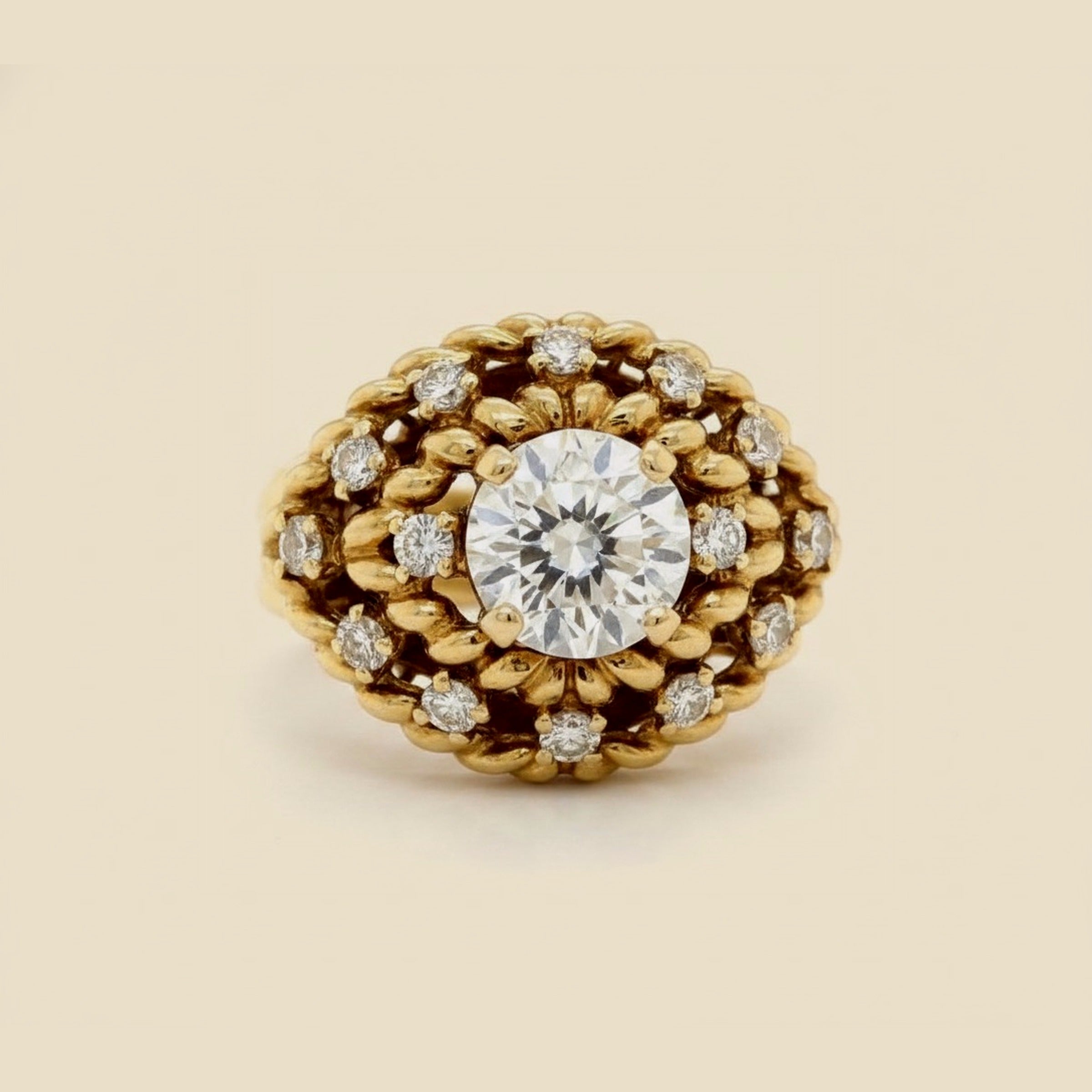 18k Yellow Gold Diamond Cocktail Ring