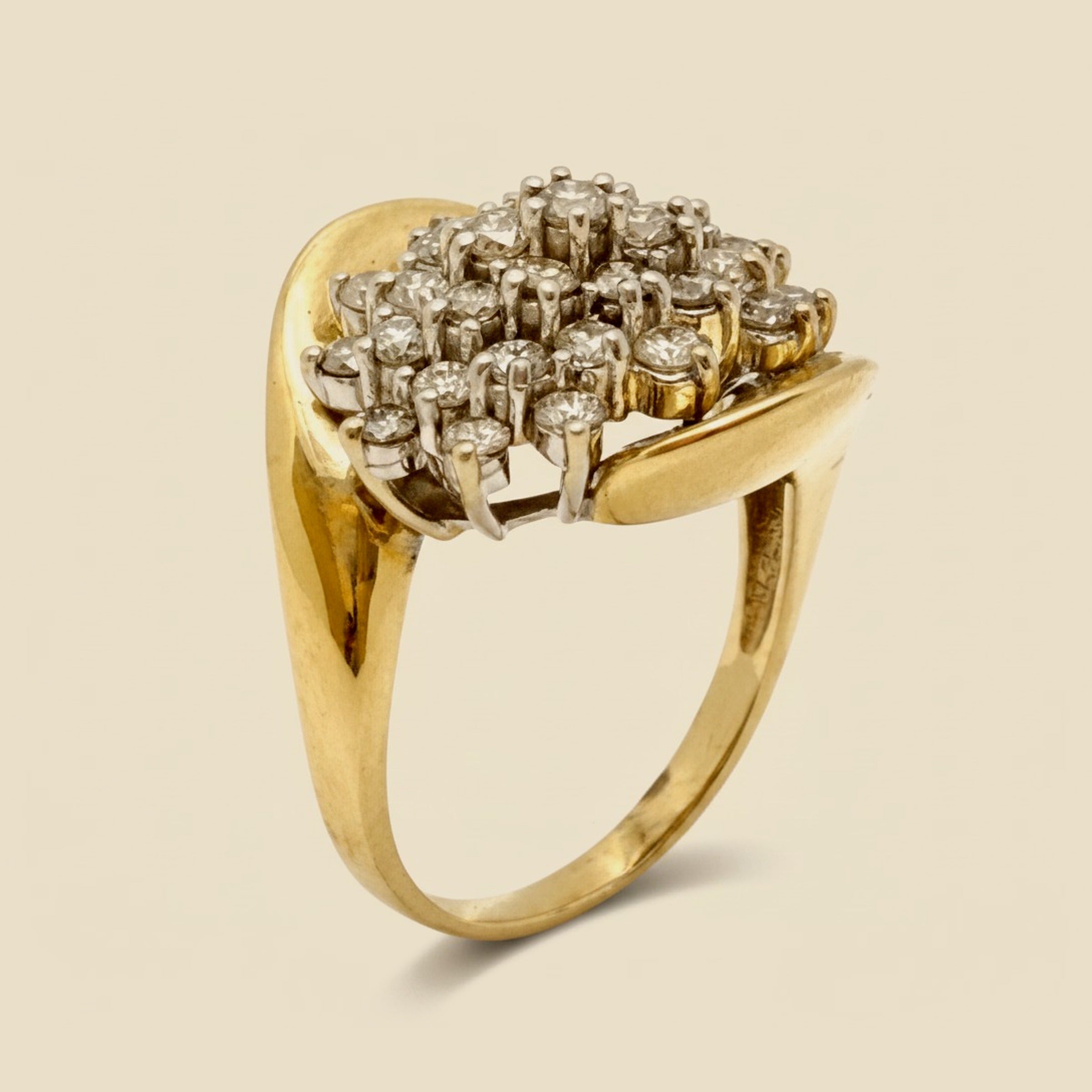 2-Tone 14K Diamond Cluster Ring – Empire Diamond
