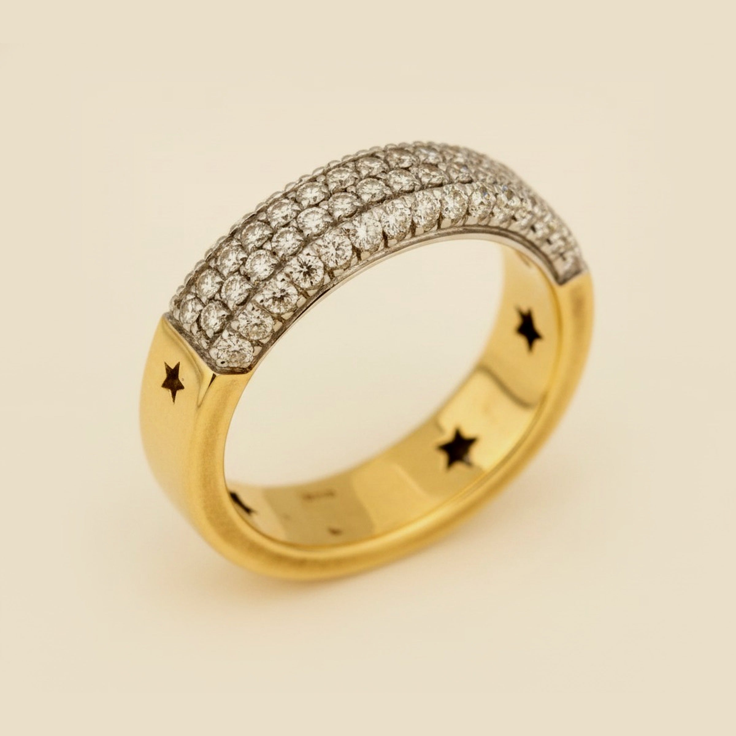 2-Tone 18K Half Round Pave-Diamond Ring – Empire Diamond