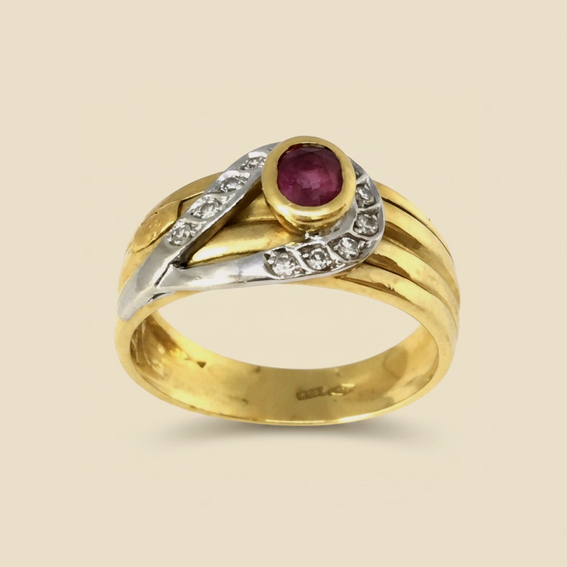 2 Tone Bezel Set Natural Ruby & Diamond Ring – Empire Diamond