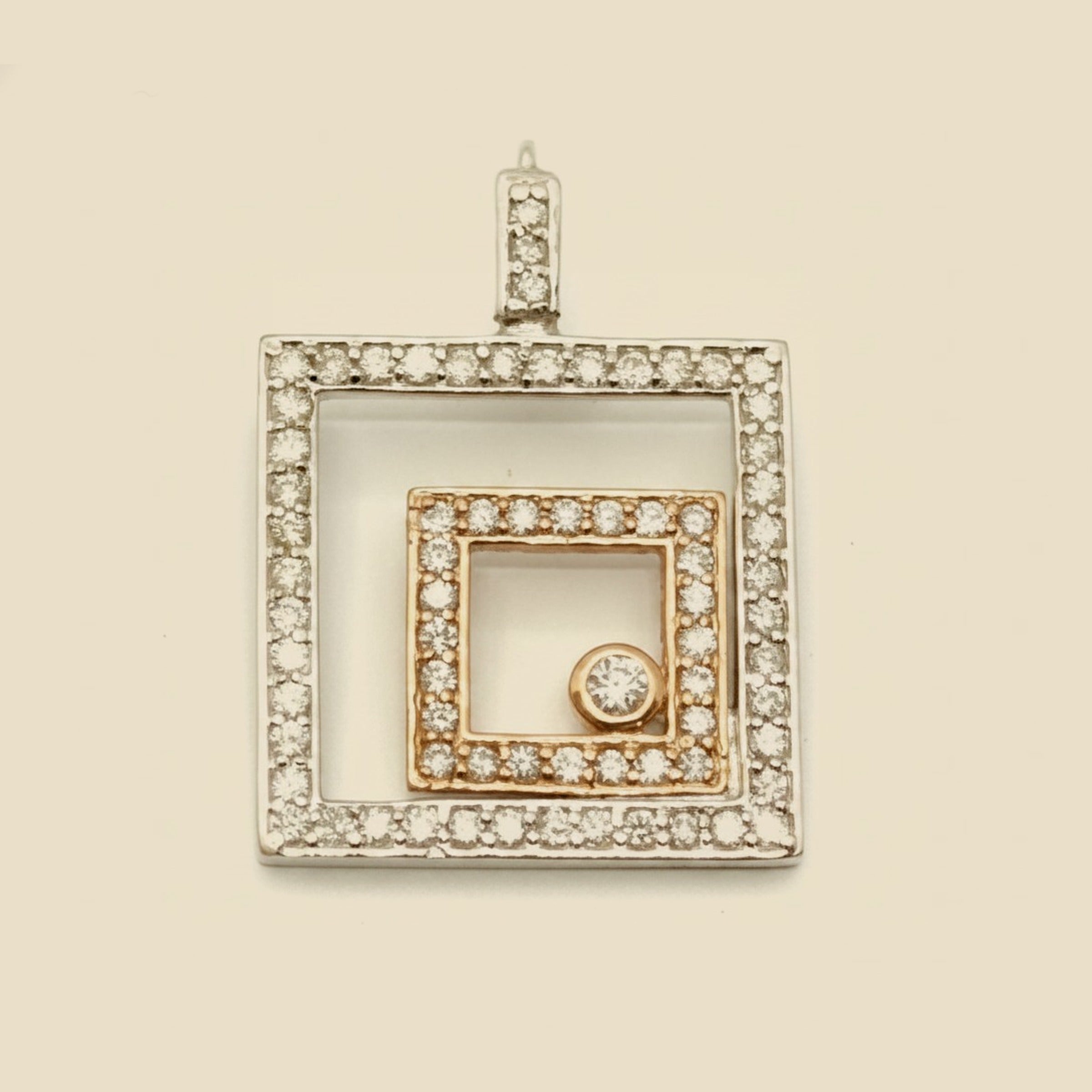 2-Tone Diamond Box In-A-Box Pendant – Empire Diamond