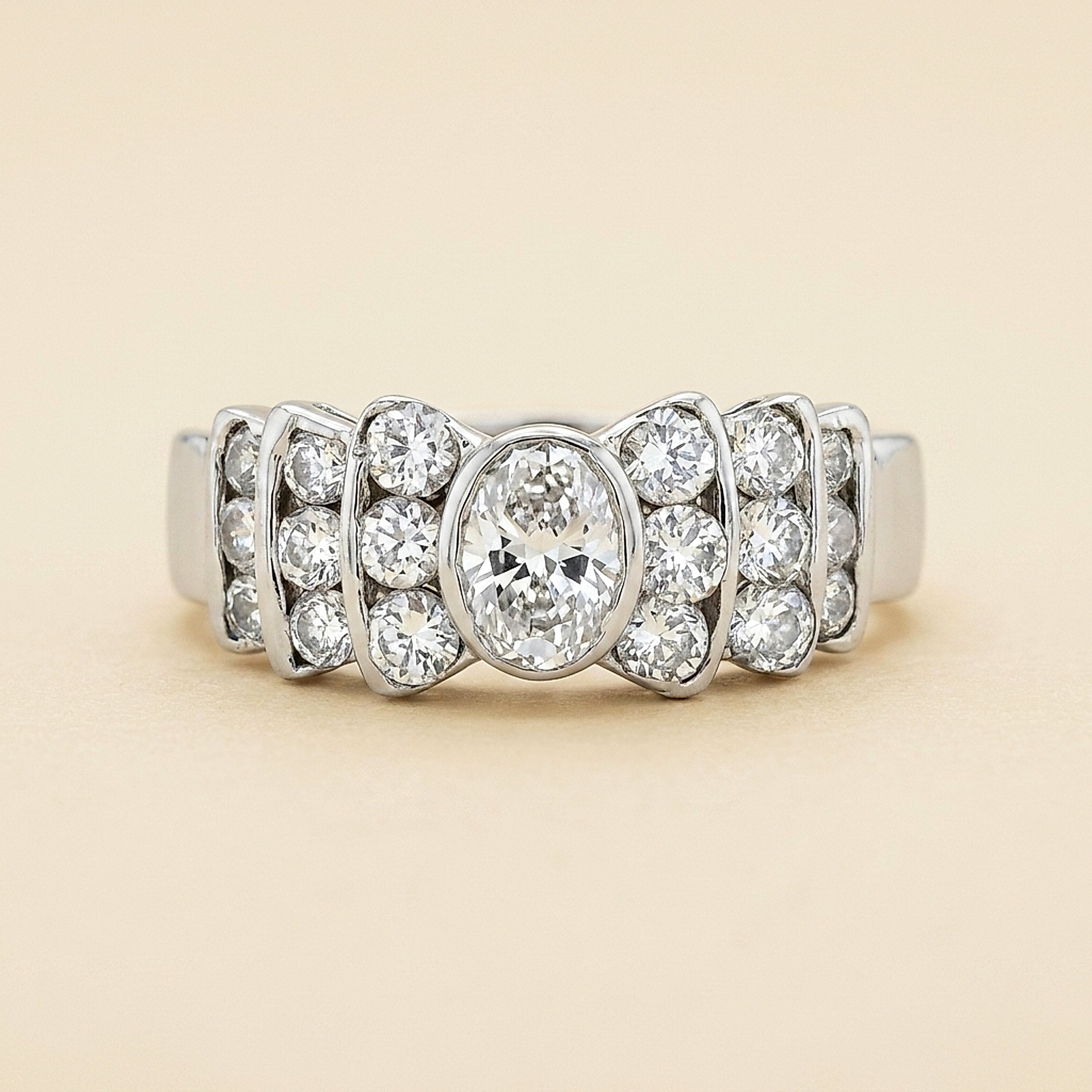 White Gold Diamond Pyramid Ring