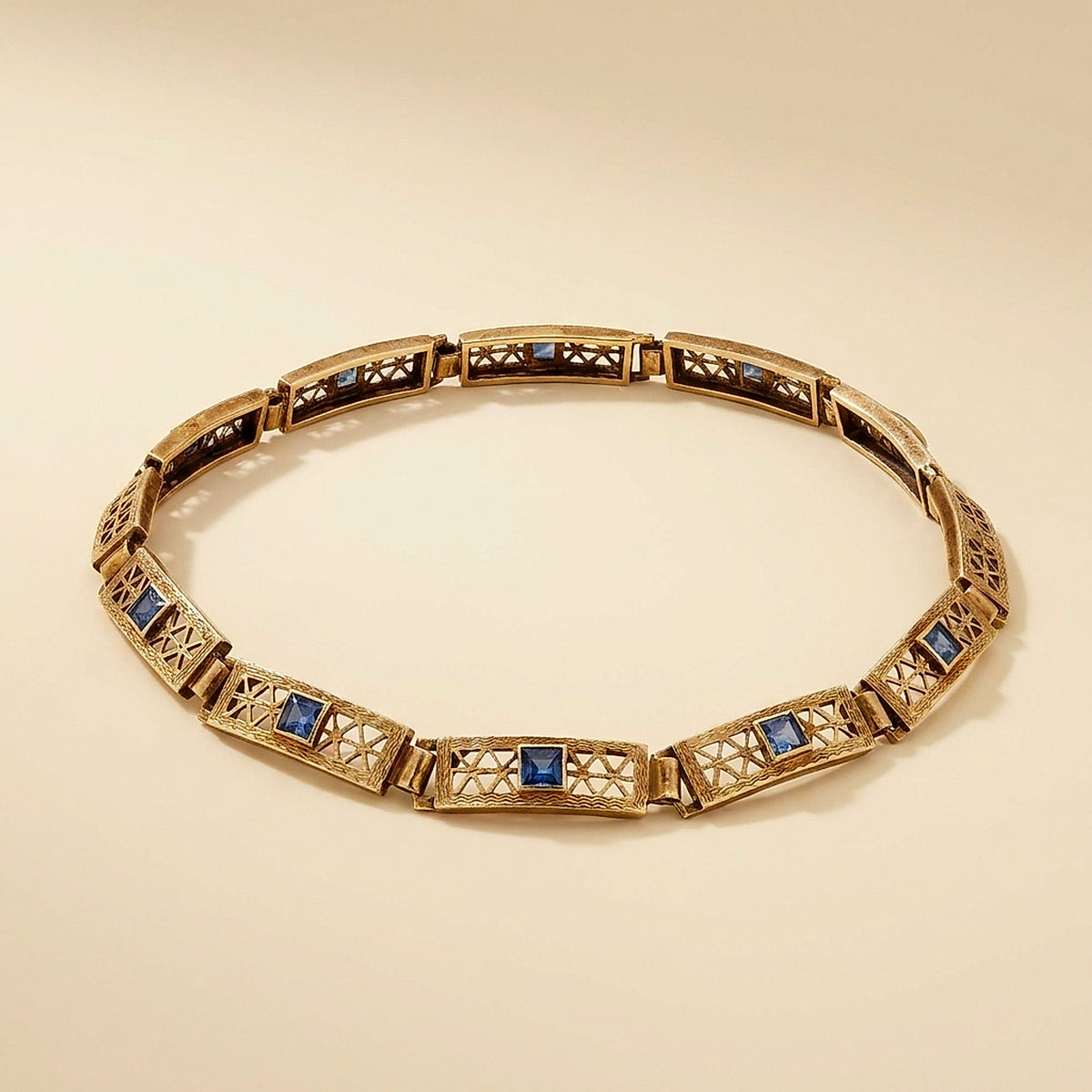 Yellow Gold Filigree Iolite Bracelet