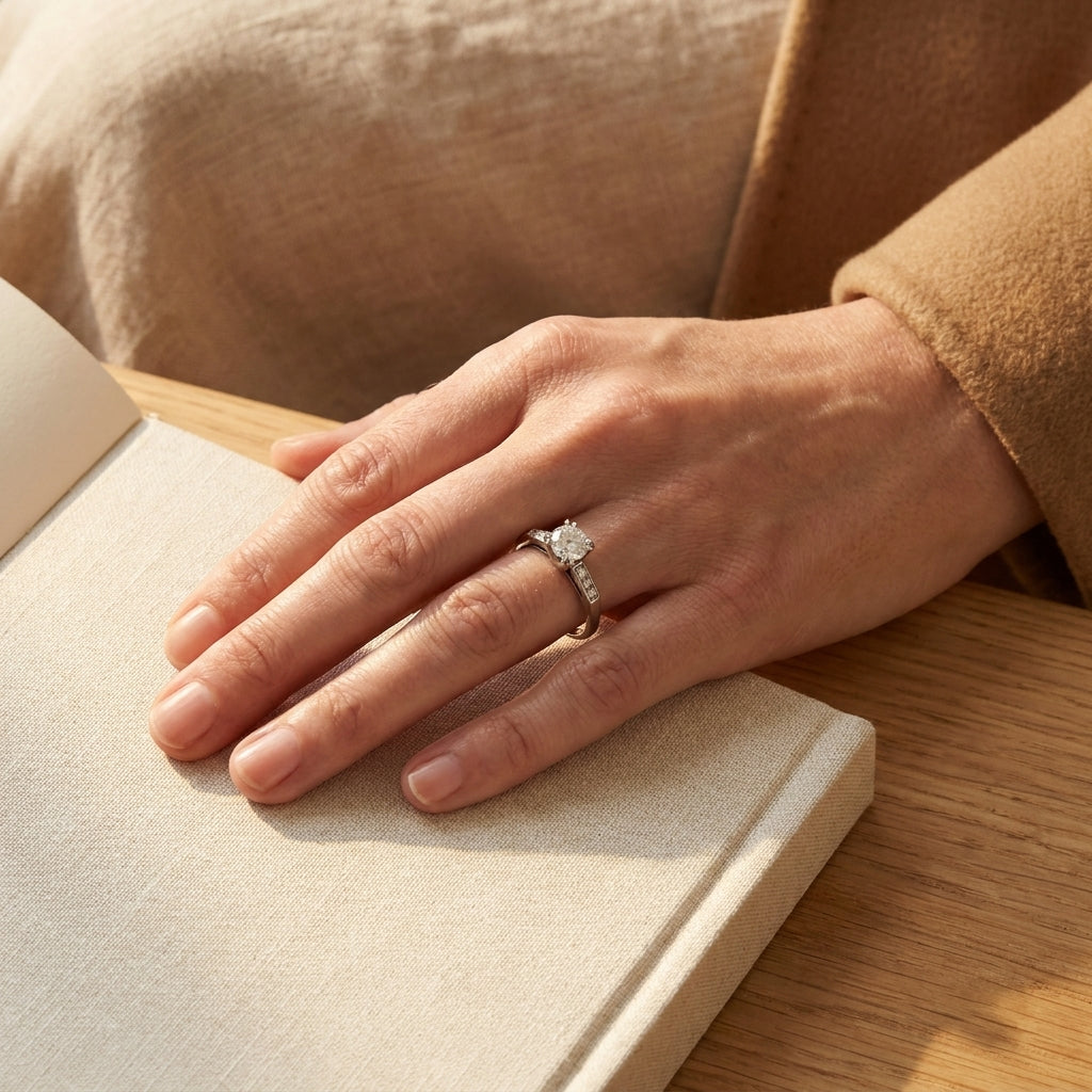 Art Deco Platinum Diamond Engagement Ring - editorial