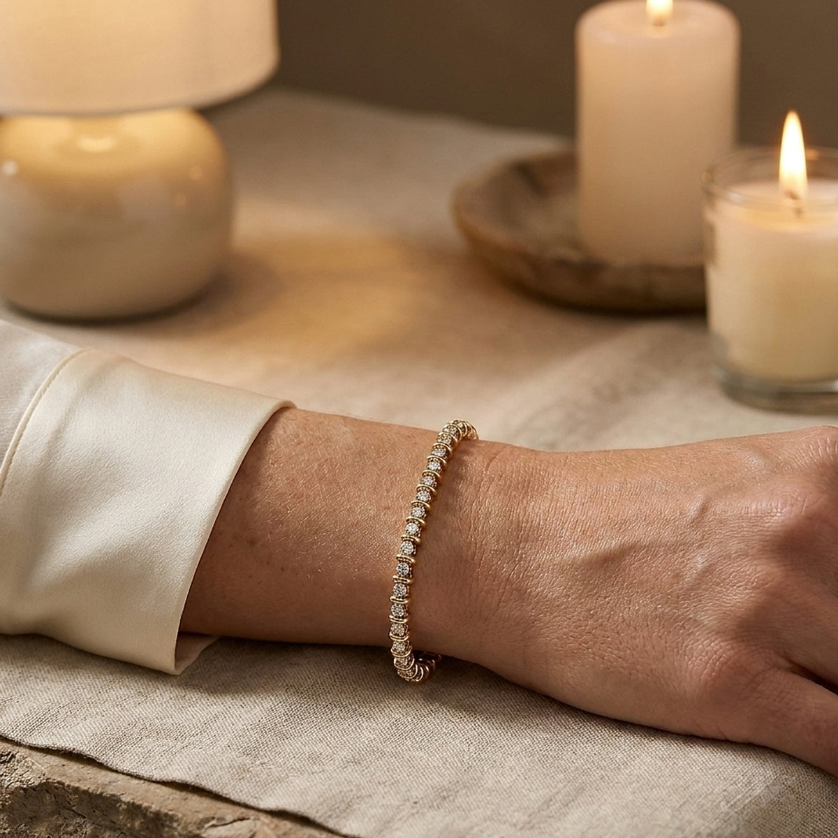 Diamond Bar-Link Line Bracelet