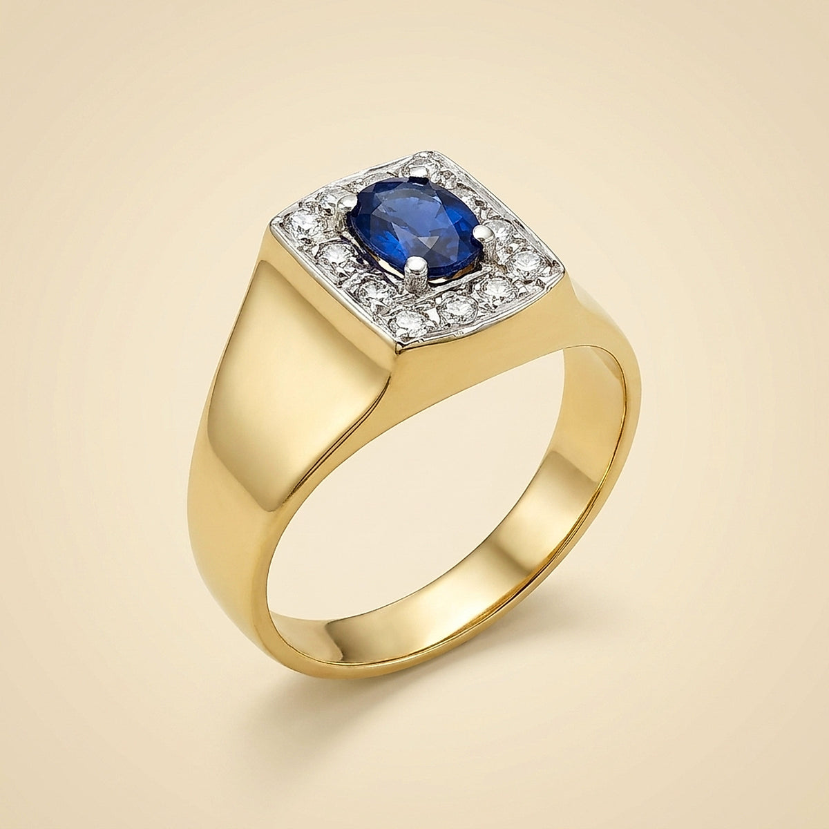 Yellow Gold Sapphire and Diamond Ring
