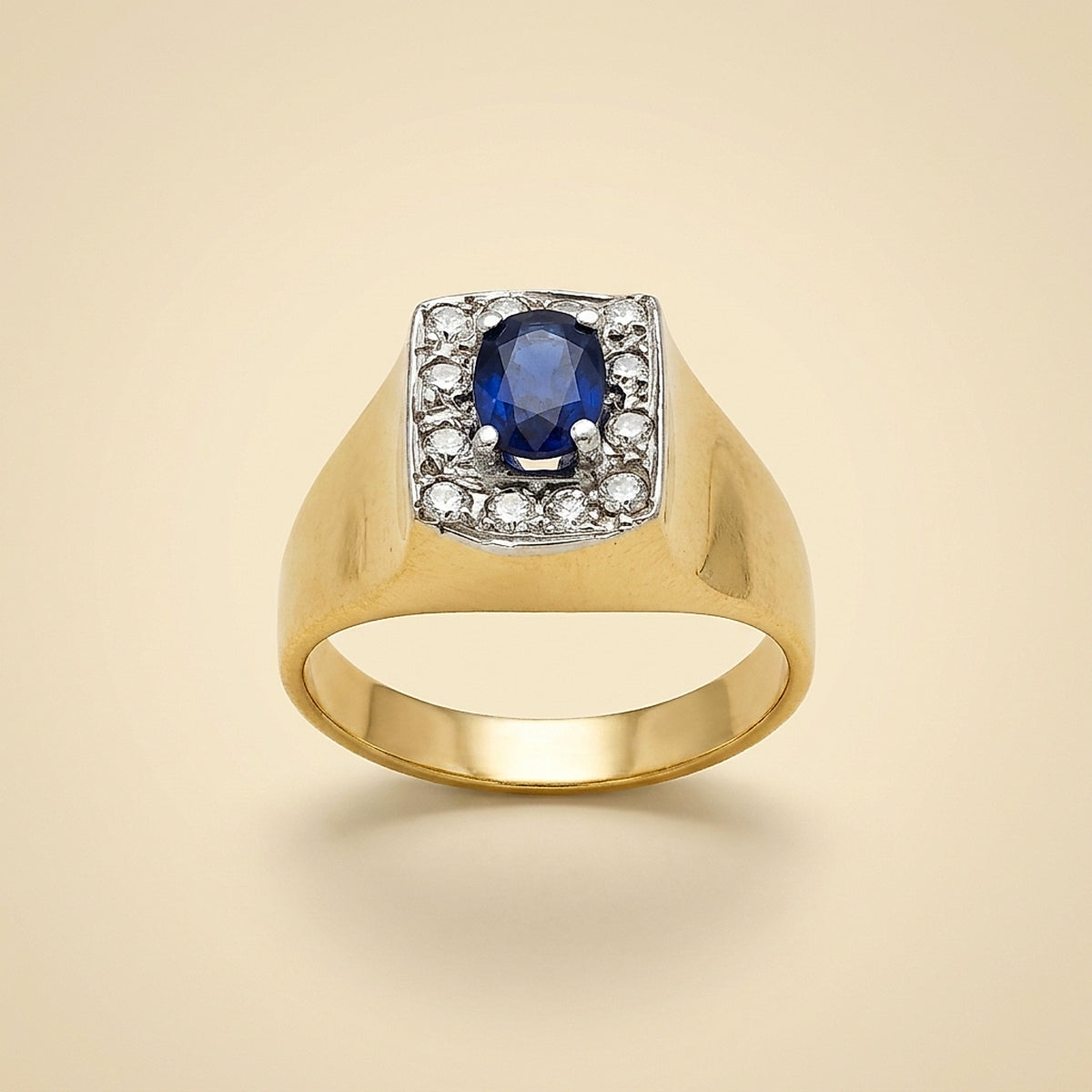 Yellow Gold Sapphire and Diamond Ring