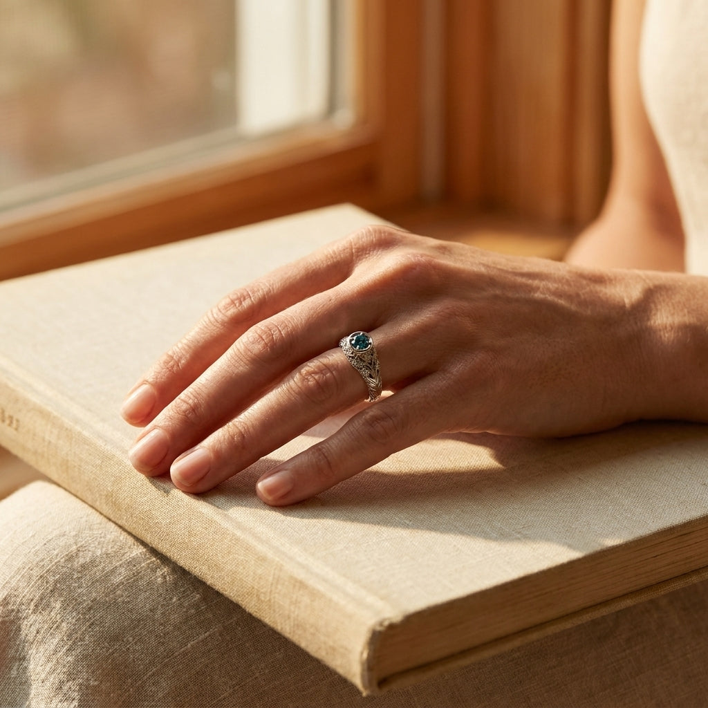 Blue Diamond Pave Ring - editorial