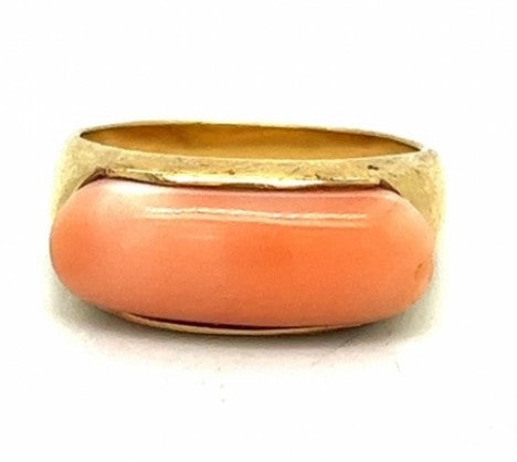 Simple Yellow Gold Classic Coral Ring – Empire Diamond – view 3
