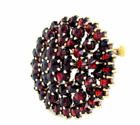 Victorian Yellow Gold Garnet Cluster Circle Pin – Empire Diamond