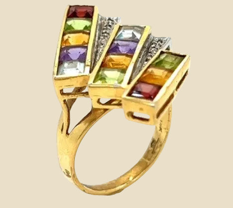 Yellow Gold Channel Set Garnet, Peridot, Citrine, Amethyst and – Empire Diamond – view 2