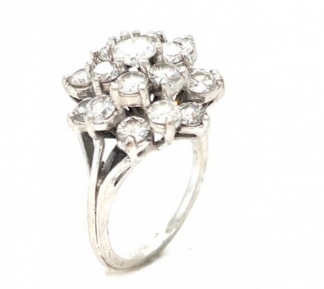 White Gold Diamond Cluster Cocktail Ring – Empire Diamond