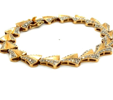 Yellow Gold Diamond Chevron Link Bracelet – Empire Diamond – view 4