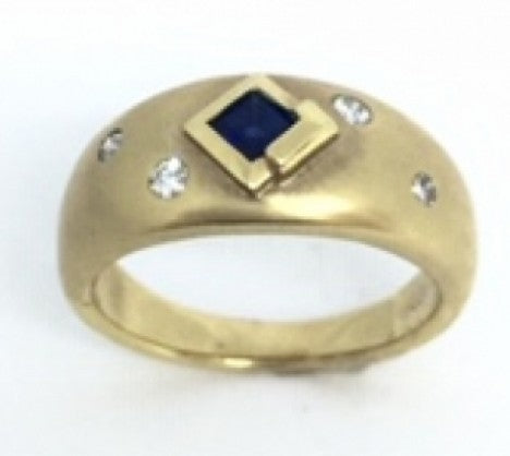 Semi-Satin Finish Sapphire & Diamond Ring – Empire Diamond – view 2