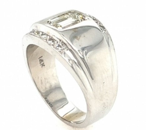 Retro White Gold Modern Emerald Cut Diamond Ring – Empire Diamond – view 3