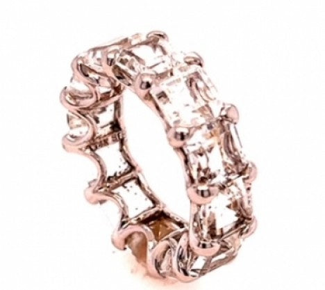 White Gold Square Cut Colorless Topaz Eternity Band – Empire Diamond – view 2