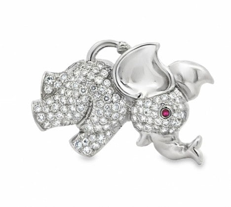 Platinum Diamond Happy Elephant Pin, Brooch or Pendant – Empire Diamond