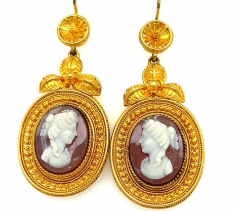 YG 18k Victorian Stone Cameo Set – Empire Diamond – view 4