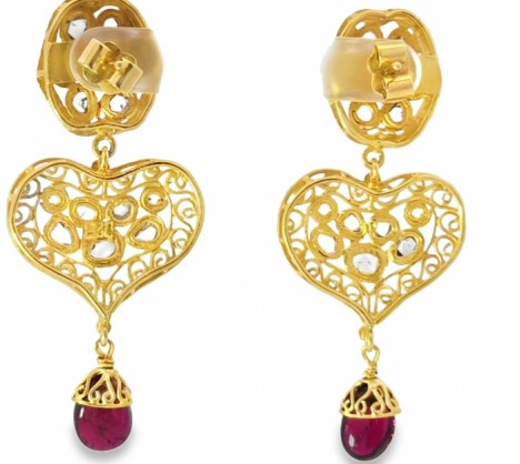 22K Yellow Gold Ornate Earrings – Empire Diamond – view 2