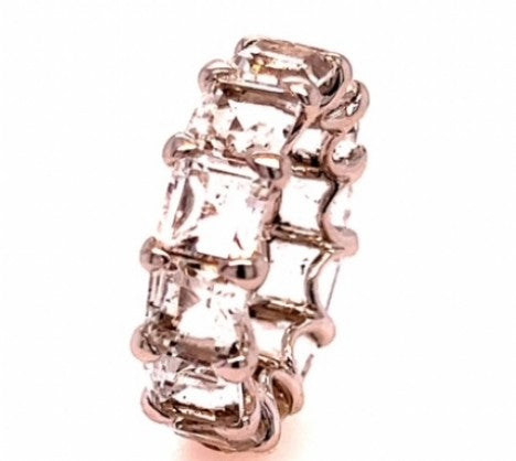 White Gold Square Cut Colorless Topaz Eternity Band – Empire Diamond
