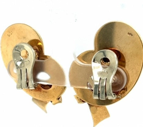 Retro Moderne Yellow Gold Ruby Ear Clips – Empire Diamond – view 2